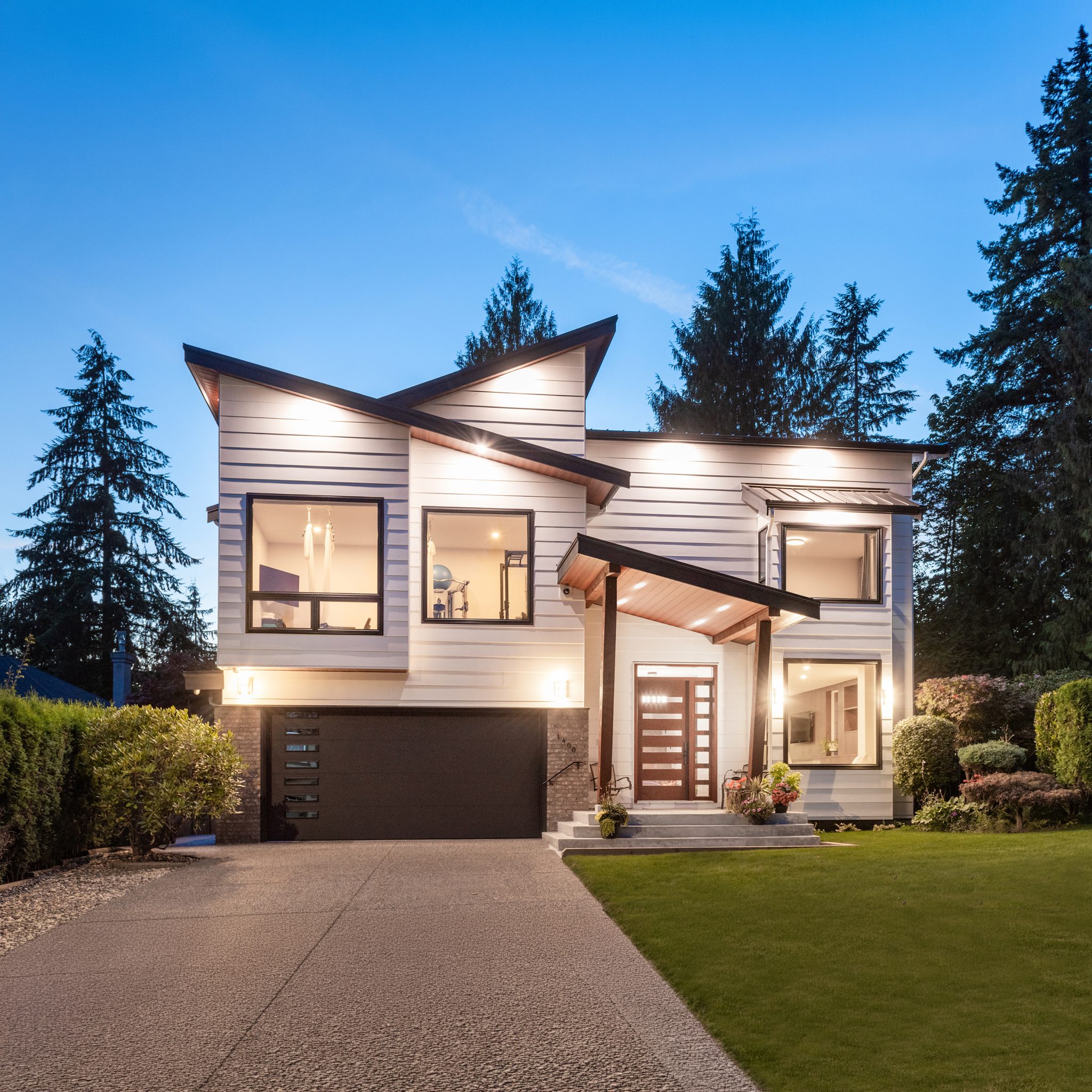 Rebuild project, exterior dusk
