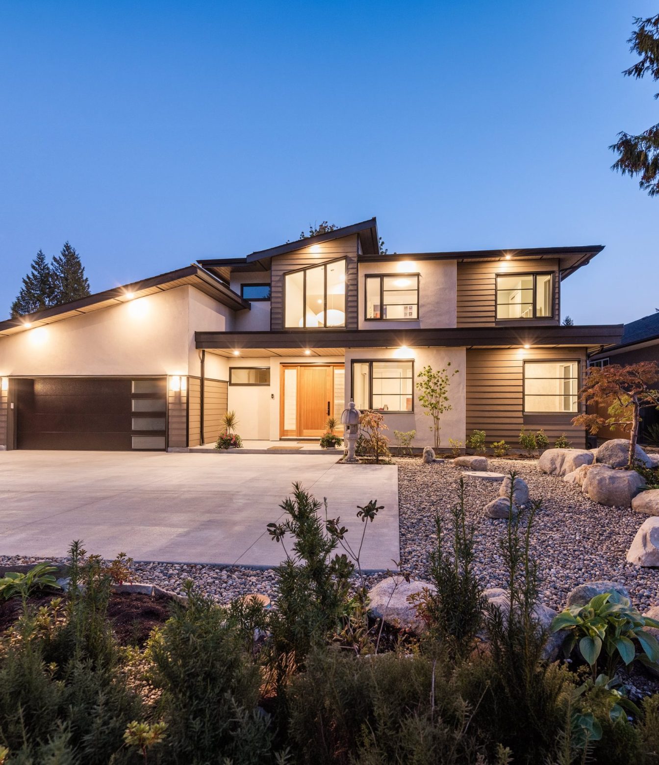 Rooted project, exterior dusk